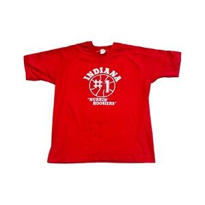 Vintage 1980s Indiana Hurrin’ Hoosiers #1 Vneck Red Tee Size Large